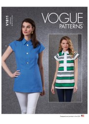 1811 Vogue Easy Semi Fit Raglan Short SleeveCollar Top Pattern 8-16 A.B.C.D. New